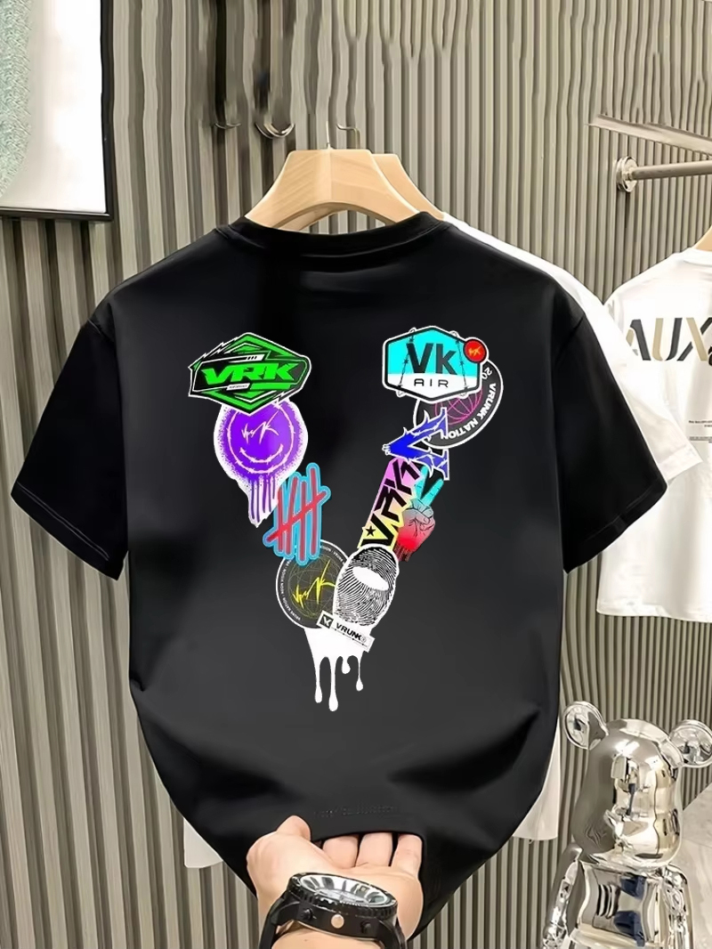Streetwear Brand Graphic Designer - Sticker-Design High-Street-Graffiti Splicing-Stil Trendiges Marken-T-Shirt Baumwoll-Grafik-T-Shirt